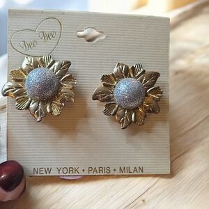 Gold and Silver Sunflower Earrings